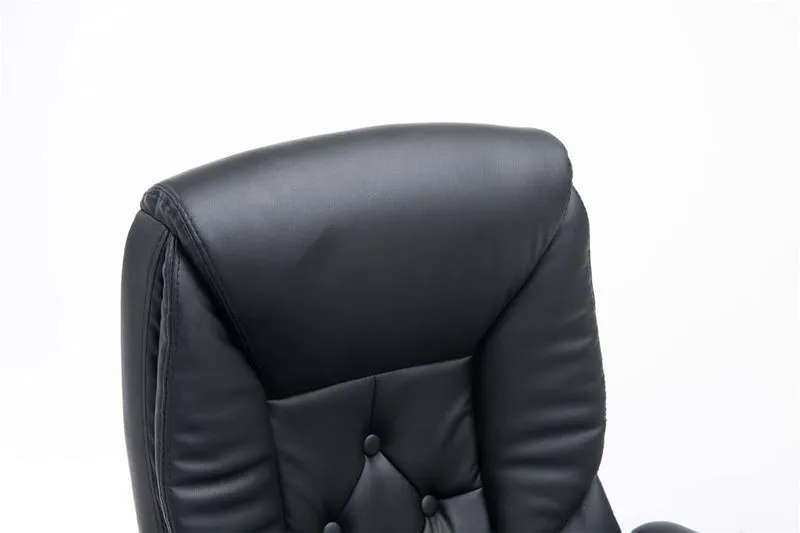 Fauteuil de bureau XXL jusqu’à 210 kg réglable en hauteur et pivotant PVC noir et métal chromé 10_0002392