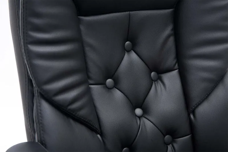 Fauteuil de bureau XXL jusqu’à 210 kg réglable en hauteur et pivotant PVC noir et métal chromé 10_0002392