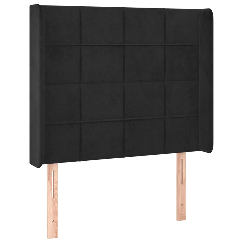 Tête de lit accessoire couchage chambre à coucher meuble avec rebord latéral 83 x 16 x 118/128 cm Tissu velours noir TDL0204457
