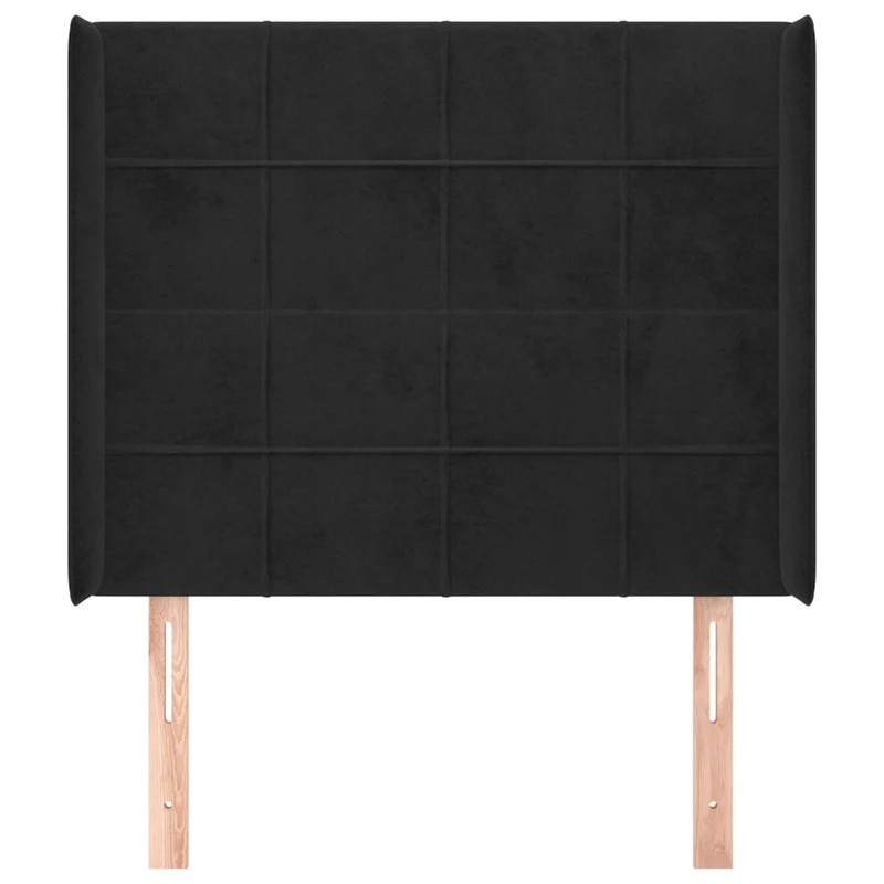 Tête de lit accessoire couchage chambre à coucher meuble avec rebord latéral 83 x 16 x 118/128 cm Tissu velours noir TDL0204457