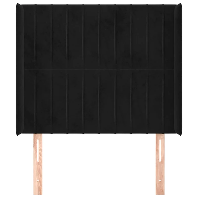 Tête de lit accessoire couchage chambre à coucher meuble avec rebord latéral 103 x 16 x 118/128 cm Tissu velours noir TDL0204628