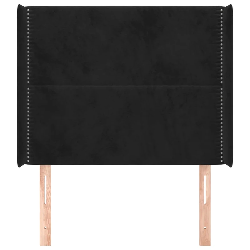 Tête de lit accessoire couchage chambre à coucher meuble avec rebord latéral 103 x 16 x 118/128 cm Tissu velours noir TDL0204627