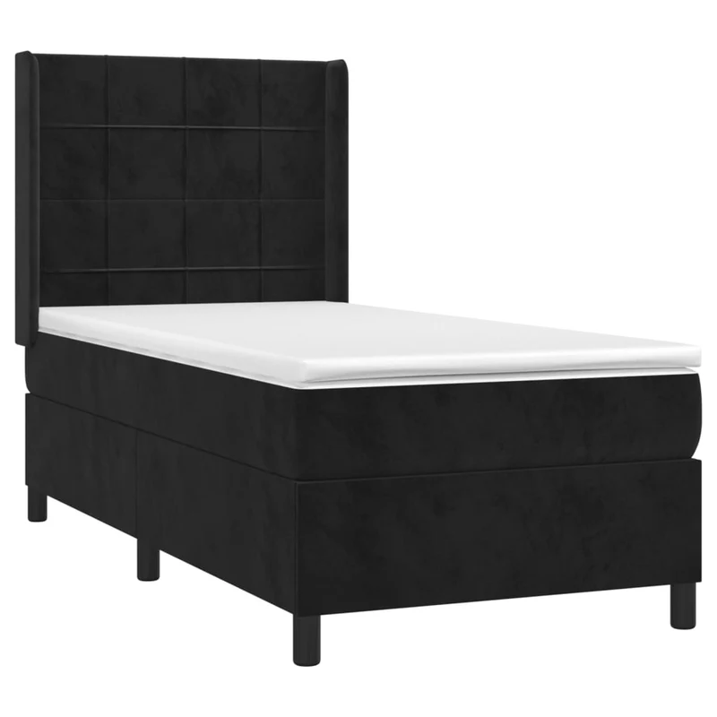 Cadre de lit LED avec sommier tête de lit matelas 100x200 cm tissu velours noir TDL0209318