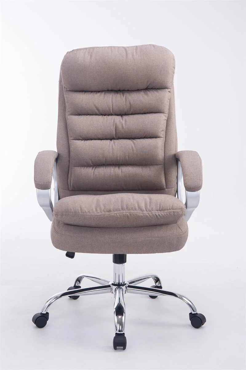 Fauteuil de bureau ergonomique et confortable jusqu'à 235 kg en tissu taupe et métal chromé 10_0002405