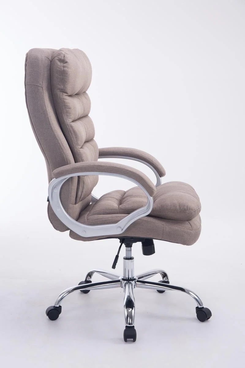 Fauteuil de bureau ergonomique et confortable jusqu'à 235 kg en tissu taupe et métal chromé 10_0002405