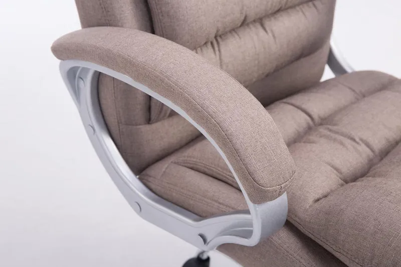 Fauteuil de bureau ergonomique et confortable jusqu'à 235 kg en tissu taupe et métal chromé 10_0002405