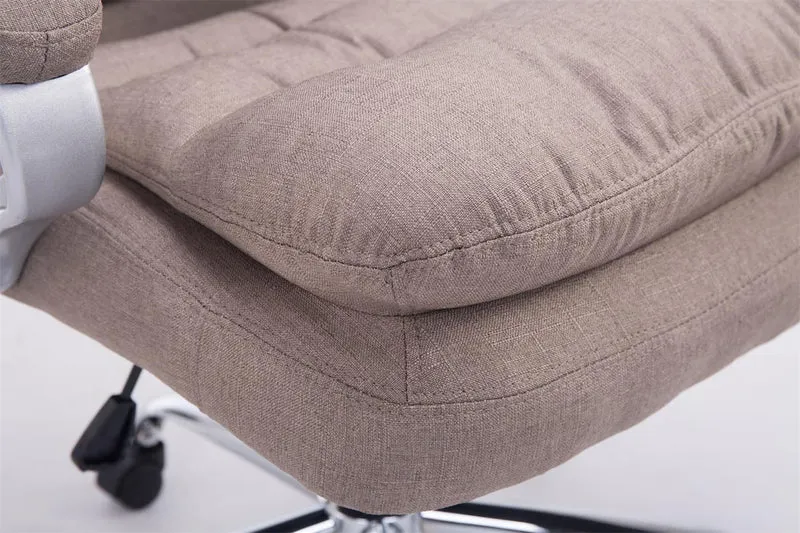 Fauteuil de bureau ergonomique et confortable jusqu'à 235 kg en tissu taupe et métal chromé 10_0002405