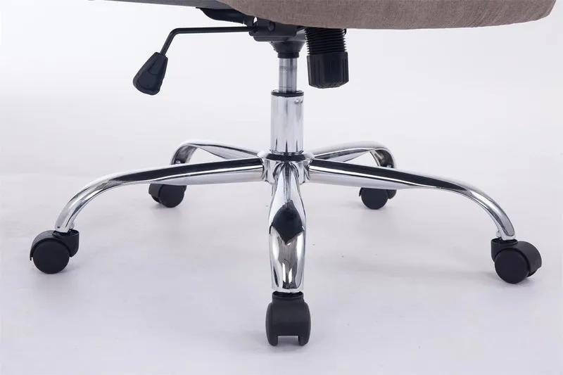 Fauteuil de bureau ergonomique et confortable jusqu'à 235 kg en tissu taupe et métal chromé 10_0002405