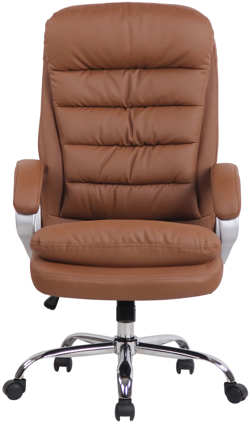 Fauteuil de bureau sur roulettes mécanisme de bascule intégré charge maximale 235 kg en similicuir marron clair cadre métal 10_0006958