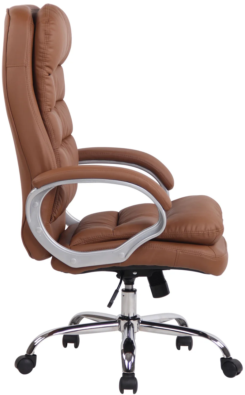 Fauteuil de bureau sur roulettes mécanisme de bascule intégré charge maximale 235 kg en similicuir marron clair cadre métal 10_0006958