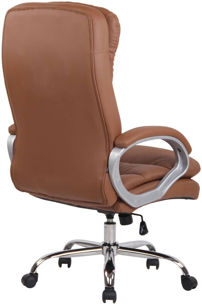 Fauteuil de bureau sur roulettes mécanisme de bascule intégré charge maximale 235 kg en similicuir marron clair cadre métal 10_0006958