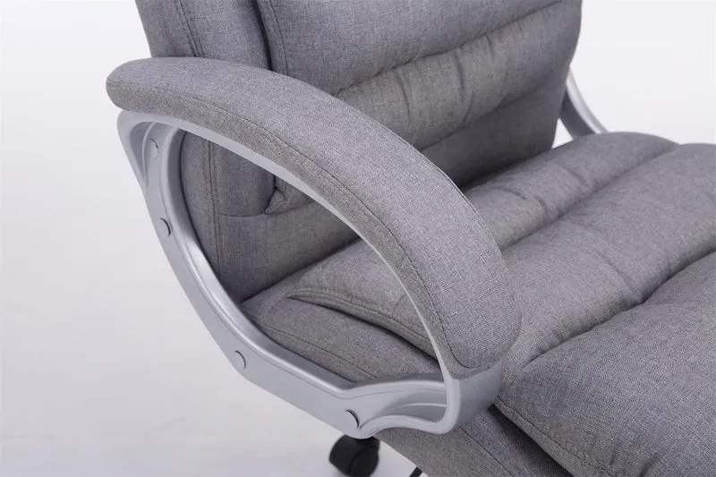 Fauteuil de bureau ergonomique et confortable jusqu'à 235 kg en tissu gris et métal chromé 10_0002404