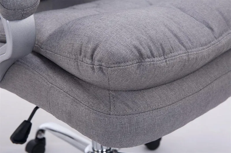 Fauteuil de bureau ergonomique et confortable jusqu'à 235 kg en tissu gris et métal chromé 10_0002404