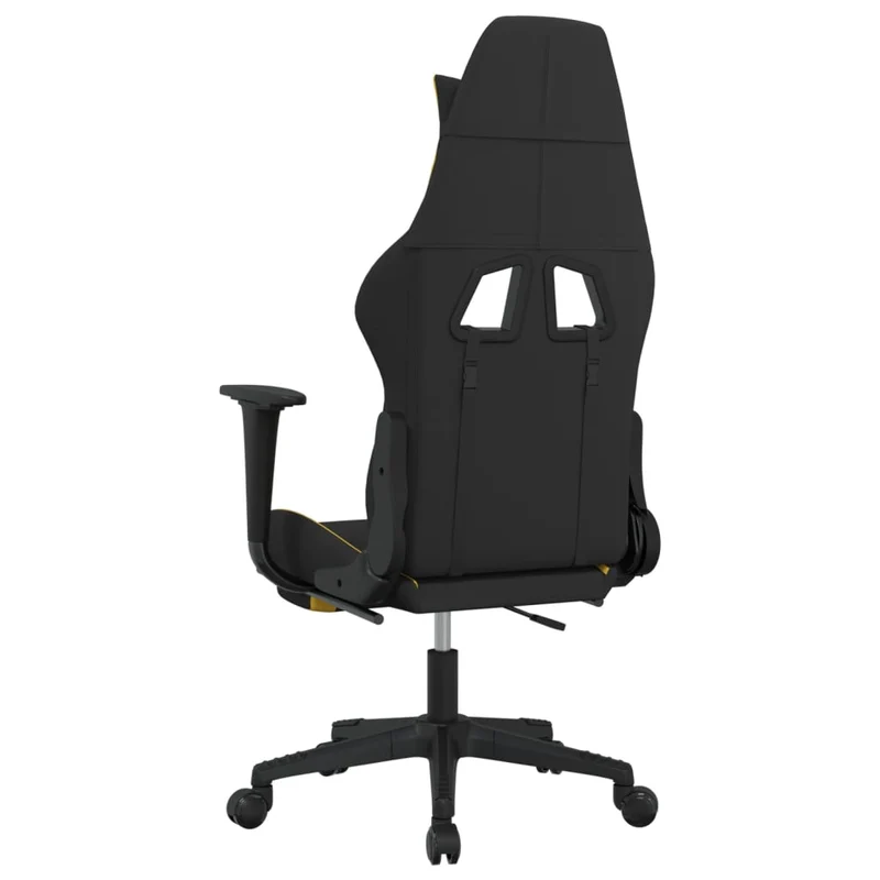 Fauteuil de bureau chaise gaming avec coussin lombaire avec repose-pieds en tissu noir et jaune DEC025840