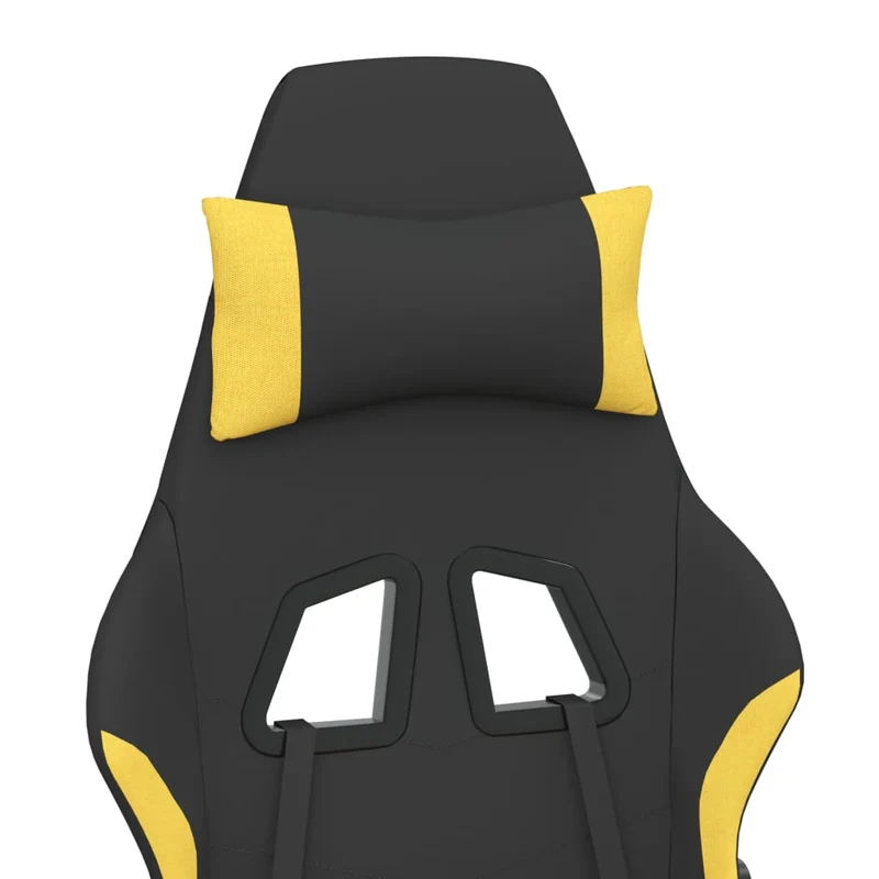 Fauteuil de bureau chaise gaming avec coussin lombaire avec repose-pieds en tissu noir et jaune DEC025840