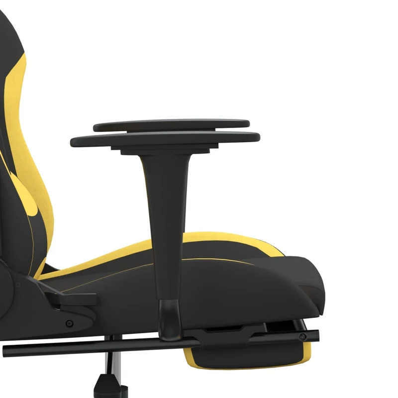Fauteuil de bureau chaise gaming avec coussin lombaire avec repose-pieds en tissu noir et jaune DEC025840