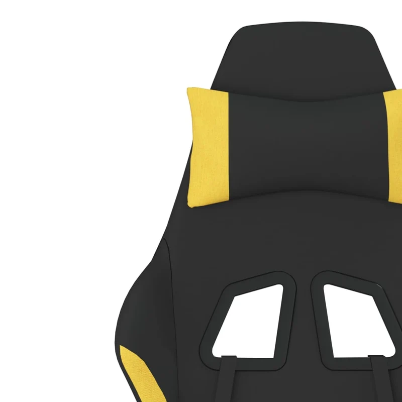 Fauteuil de bureau chaise gaming avec coussin lombaire avec repose-pieds en tissu noir et jaune DEC025840