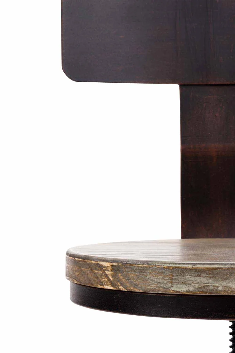 Chaise haute avec repose-pieds avec dossier style industriel – assise bois massif et structure métal bronze 10_0006099