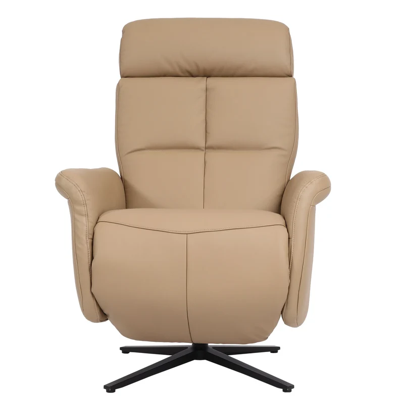 Fauteuil de relaxation tv fonction inclinable rotatif avec repose-pieds et dossier en cuir taupe 04_0006831