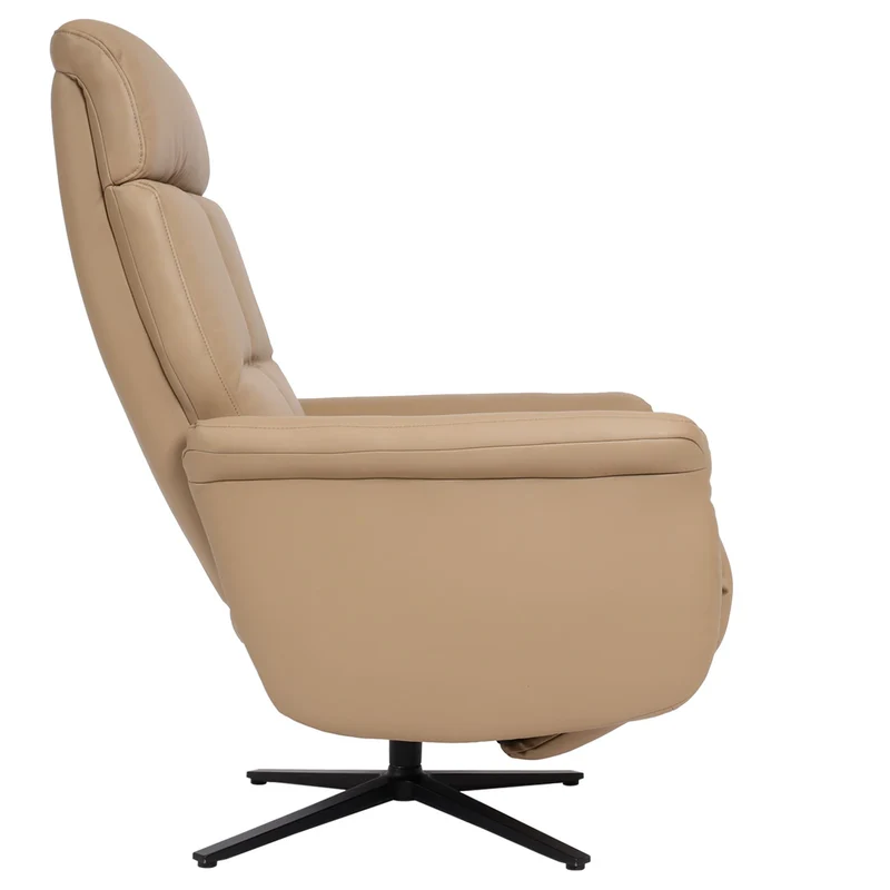 Fauteuil de relaxation tv fonction inclinable rotatif avec repose-pieds et dossier en cuir taupe 04_0006831