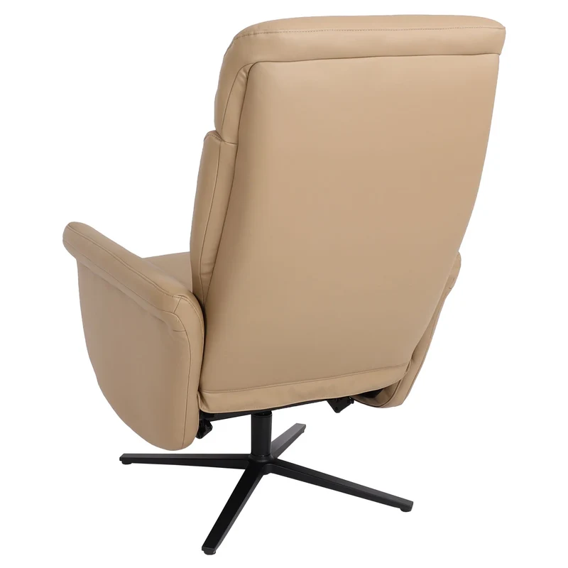 Fauteuil de relaxation tv fonction inclinable rotatif avec repose-pieds et dossier en cuir taupe 04_0006831