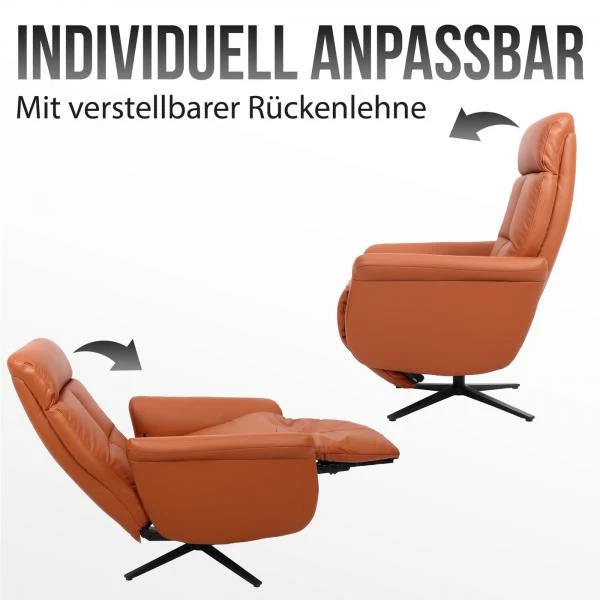 Fauteuil de relaxation tv fonction inclinable rotatif avec repose-pieds et dossier en cuir gris 04_0006828