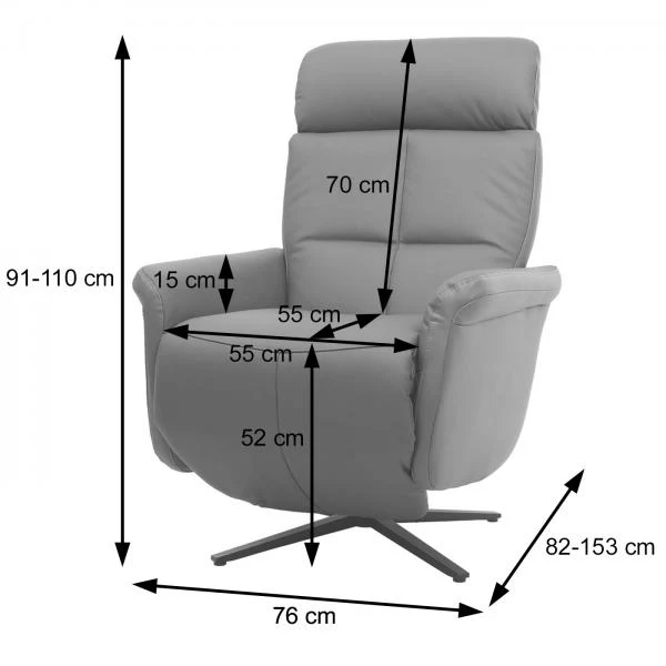 Fauteuil de relaxation tv fonction inclinable rotatif avec repose-pieds et dossier en cuir gris 04_0006828