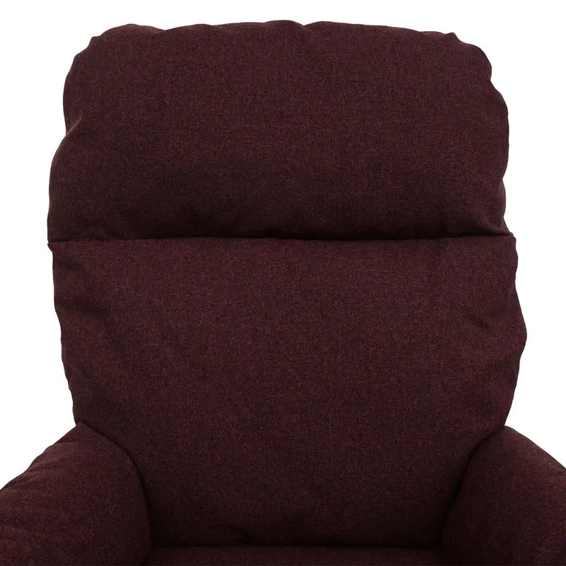Fauteuil TV de relaxation avec repose-pieds fonction bascule rotatif en tissu bordeaux 04_0006821