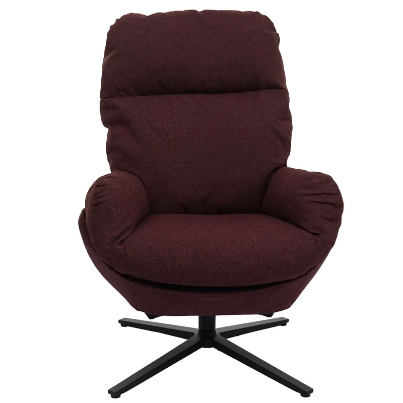 Fauteuil TV de relaxation avec repose-pieds fonction bascule rotatif en tissu bordeaux 04_0006821