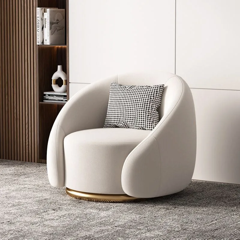 Modern Luxury Velvet Solid Wood Stainless Steel Semi-Enclosed Round Accent Chair Backrest For Living Room