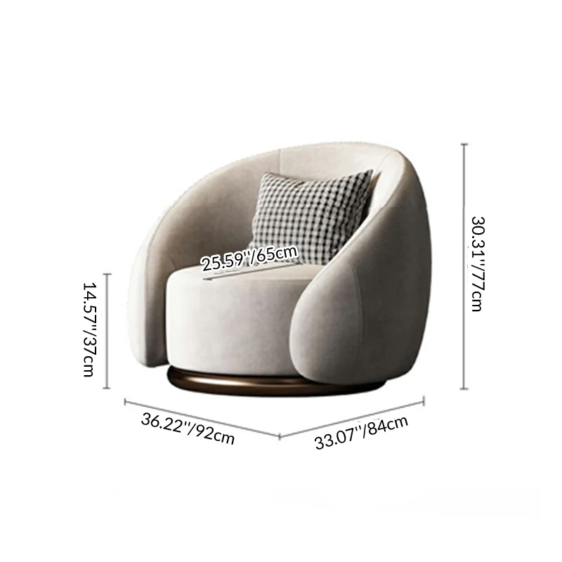 Modern Luxury Velvet Solid Wood Stainless Steel Semi-Enclosed Round Accent Chair Backrest For Living Room