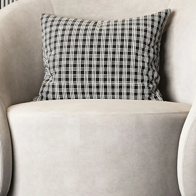 Modern Luxury Velvet Solid Wood Stainless Steel Semi-Enclosed Round Accent Chair Backrest For Living Room