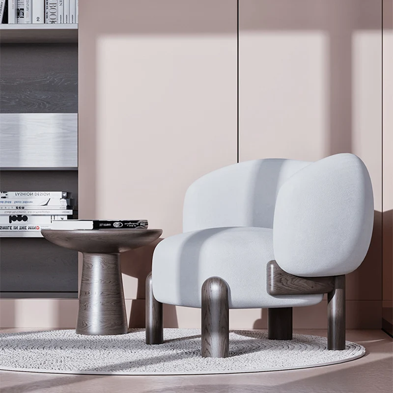 Contemporary Creative Velvet Solid Wood Curved Round Accent Chair With Backrest For Living Room