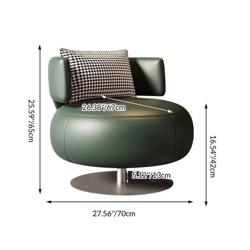 Contemporary Scandinavian Cat Scratch Leather Stainless Steel Curved Round Accent Chair With Backrest For Living Room
