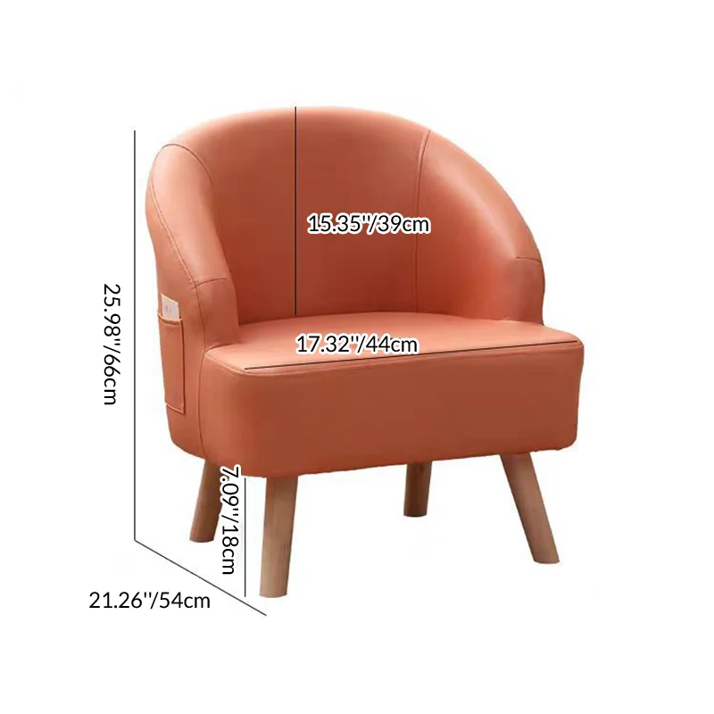 Contemporary Scandinavian Synthetic Fabric Solid Wood Semi-Enclosed Cylindrical Accent Chair With Backrest For Living Room