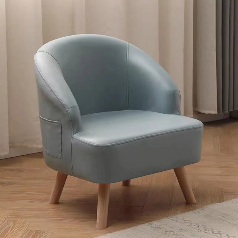 Contemporary Scandinavian Synthetic Fabric Solid Wood Semi-Enclosed Cylindrical Accent Chair With Backrest For Living Room