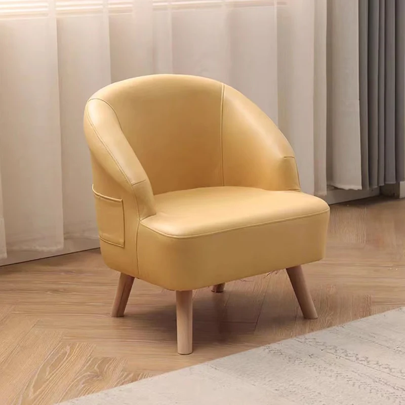 Contemporary Scandinavian Synthetic Fabric Solid Wood Semi-Enclosed Cylindrical Accent Chair With Backrest For Living Room