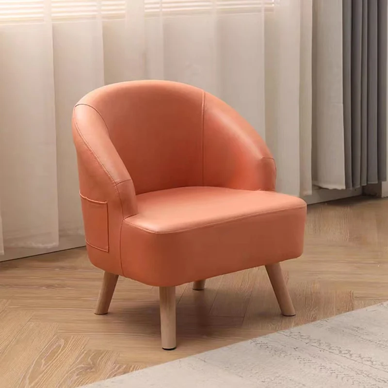 Contemporary Scandinavian Synthetic Fabric Solid Wood Semi-Enclosed Cylindrical Accent Chair With Backrest For Living Room