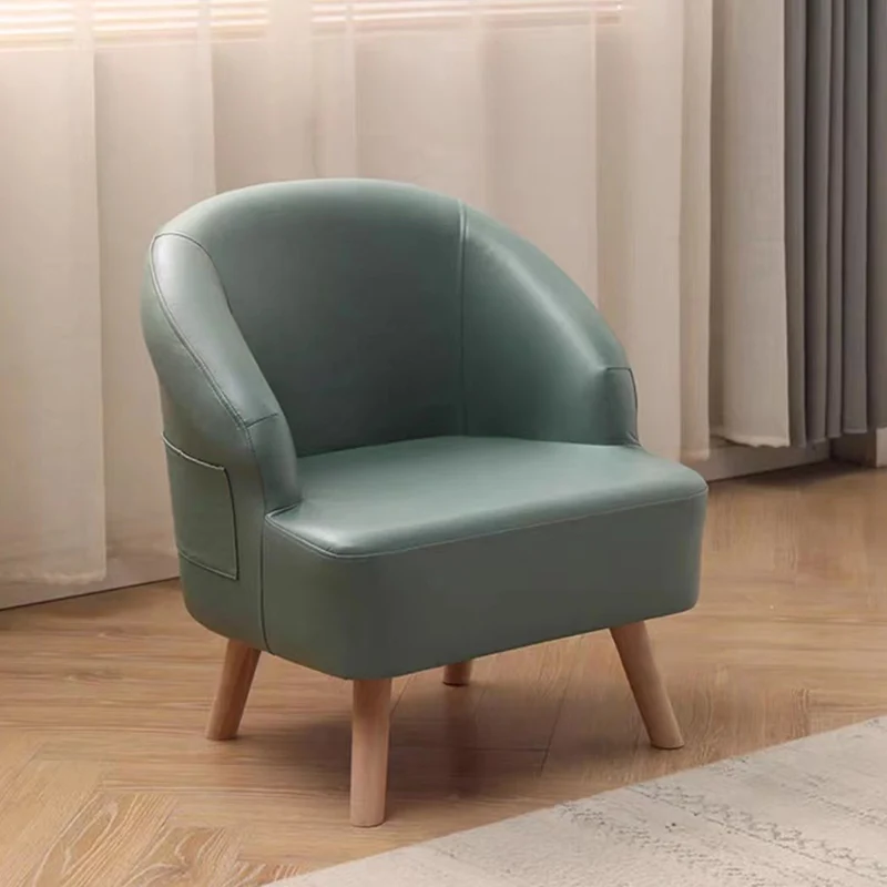 Contemporary Scandinavian Synthetic Fabric Solid Wood Semi-Enclosed Cylindrical Accent Chair With Backrest For Living Room