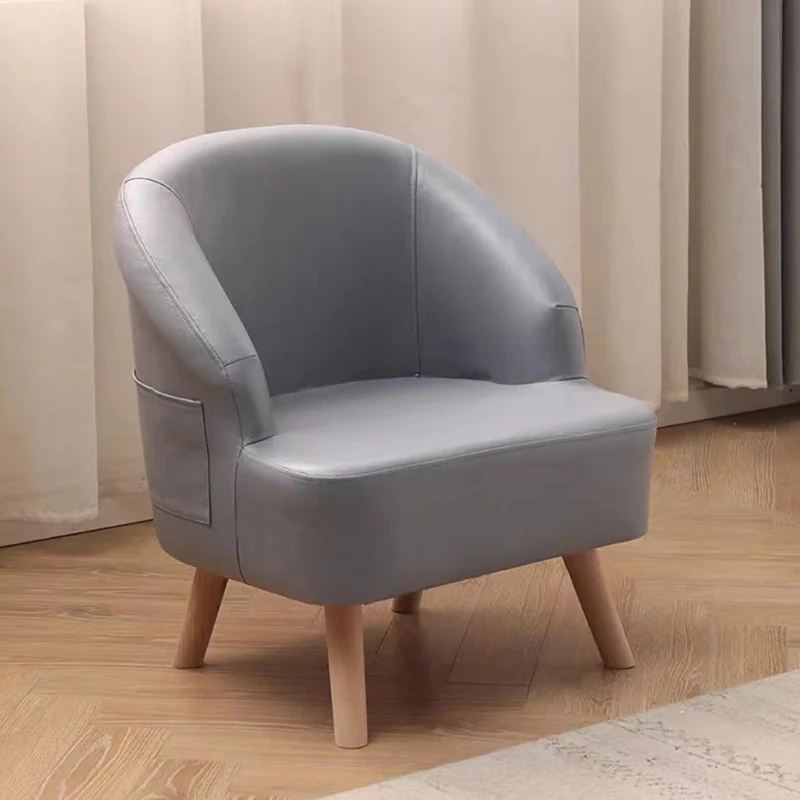Contemporary Scandinavian Synthetic Fabric Solid Wood Semi-Enclosed Cylindrical Accent Chair With Backrest For Living Room
