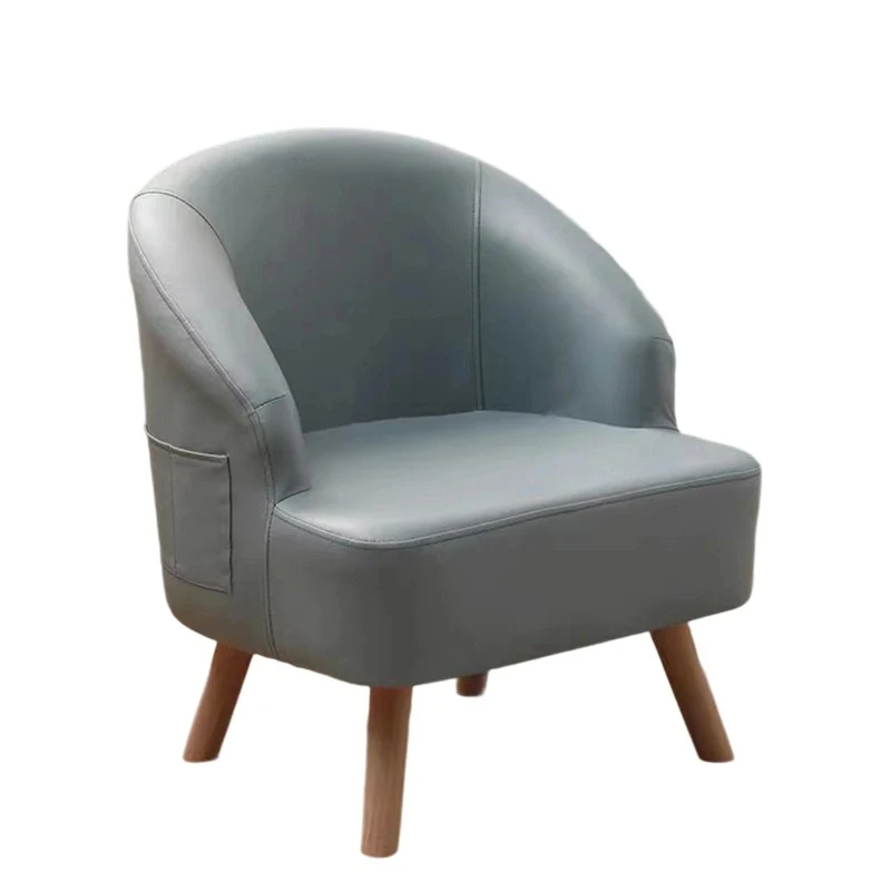 Contemporary Scandinavian Synthetic Fabric Solid Wood Semi-Enclosed Cylindrical Accent Chair With Backrest For Living Room