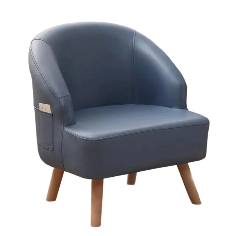 Contemporary Scandinavian Synthetic Fabric Solid Wood Semi-Enclosed Cylindrical Accent Chair With Backrest For Living Room
