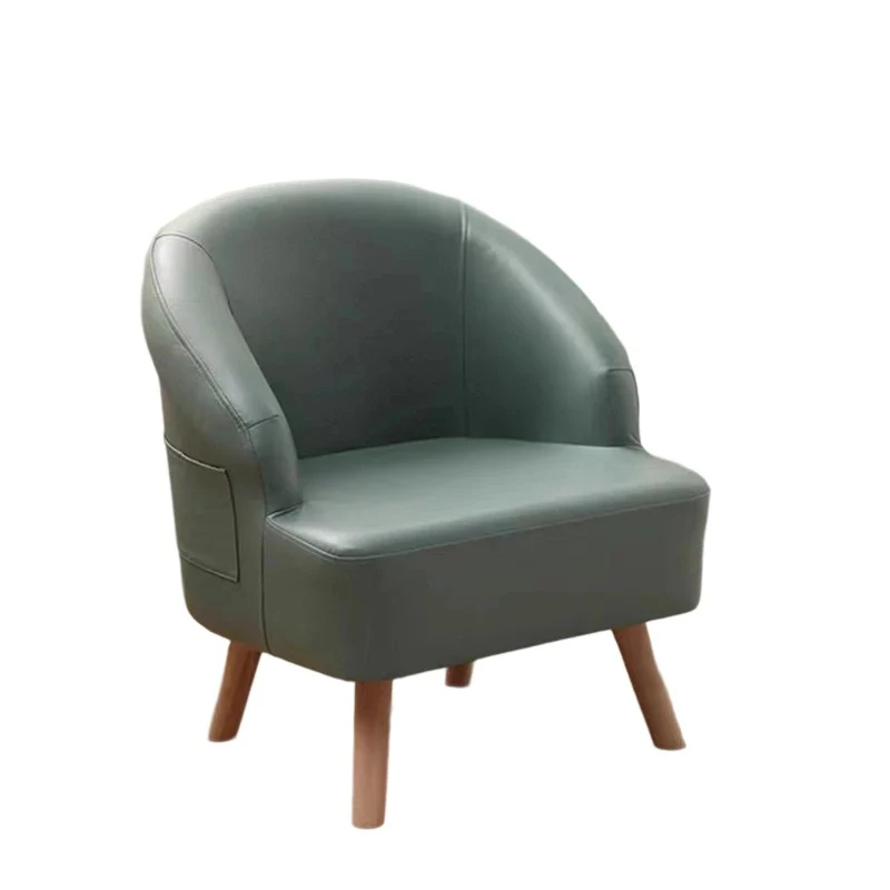 Contemporary Scandinavian Synthetic Fabric Solid Wood Semi-Enclosed Cylindrical Accent Chair With Backrest For Living Room