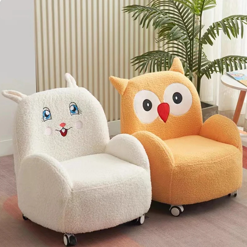 Modern Art Deco Sherpa Fabric Solid Wood Cartoon Animal Rounded Square Accent Chair With Backrest Armrests For Living Room