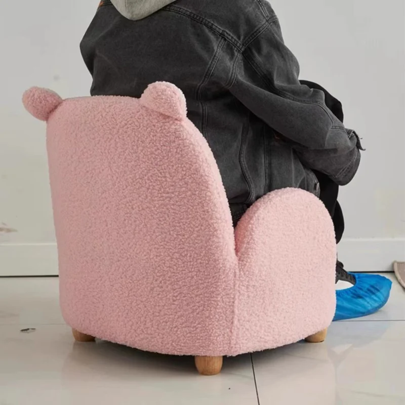 Modern Art Deco Sherpa Fabric Solid Wood Cartoon Animal Rounded Square Accent Chair With Backrest Armrests For Living Room
