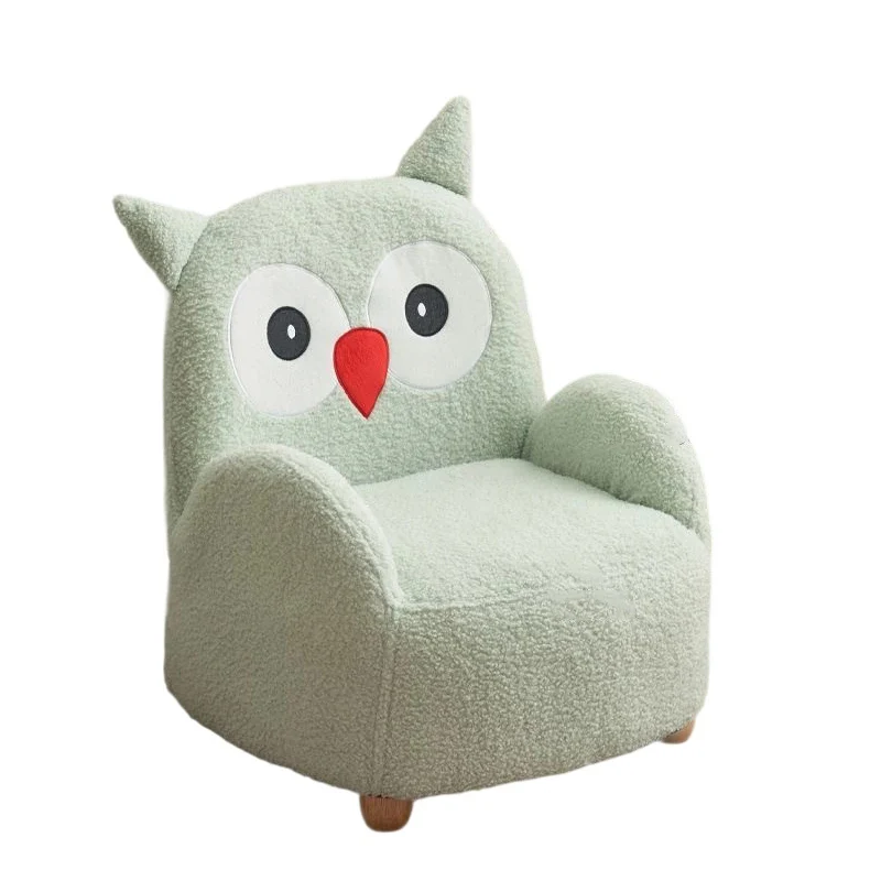 Modern Art Deco Sherpa Fabric Solid Wood Cartoon Animal Rounded Square Accent Chair With Backrest Armrests For Living Room