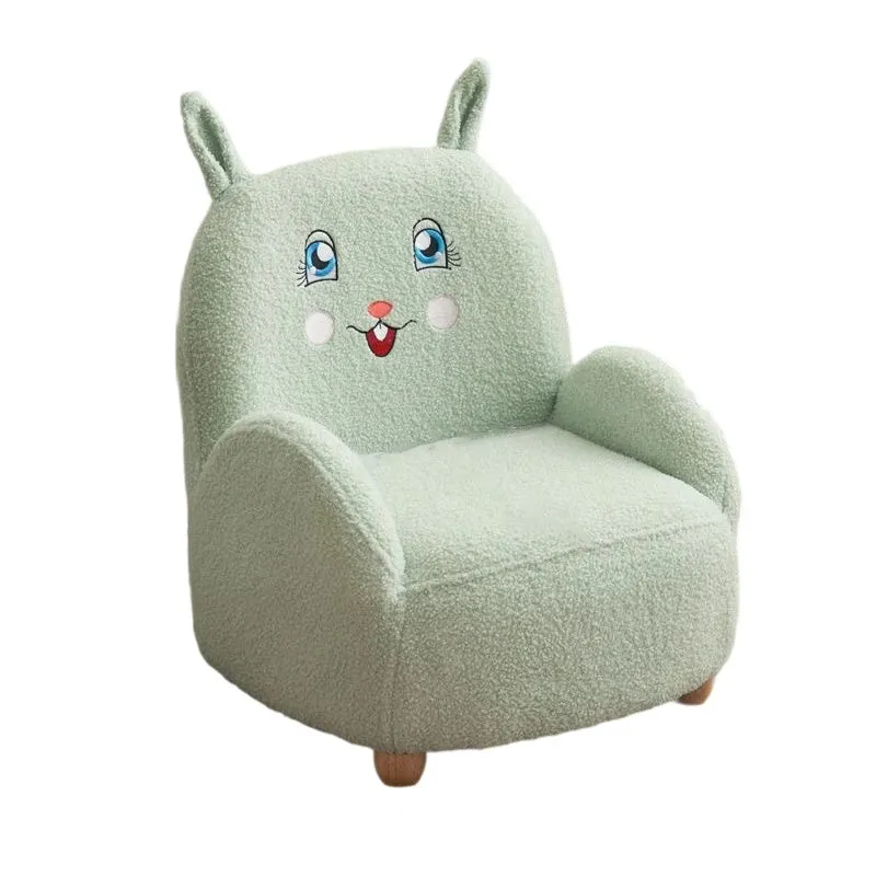Modern Art Deco Sherpa Fabric Solid Wood Cartoon Animal Rounded Square Accent Chair With Backrest Armrests For Living Room