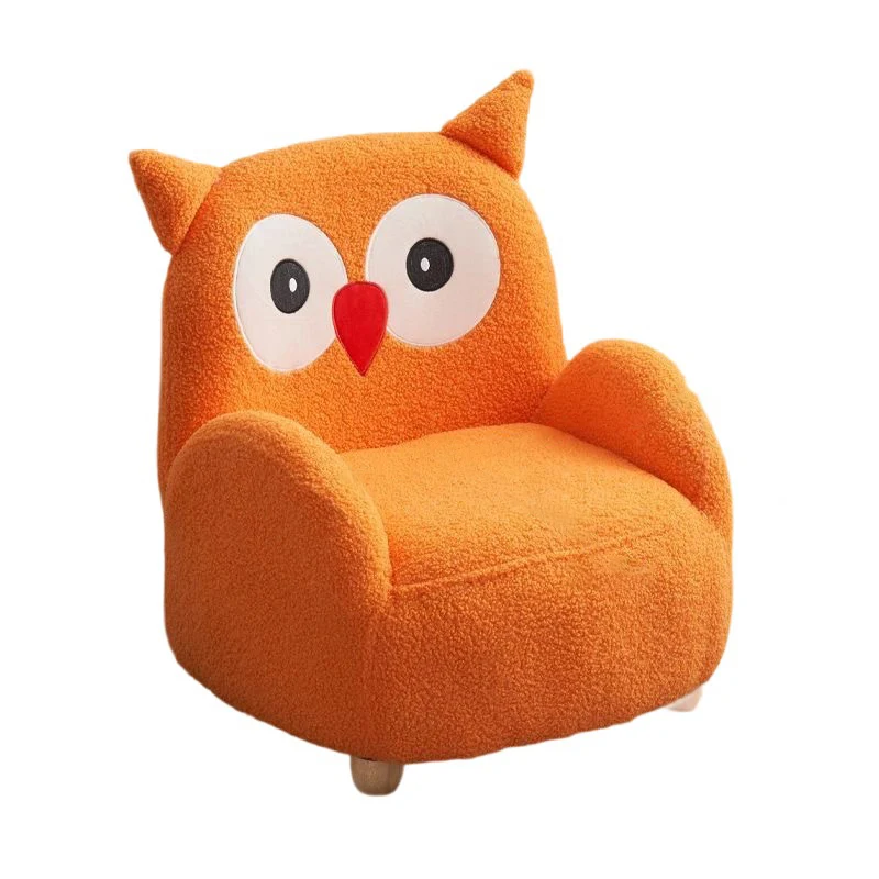 Modern Art Deco Sherpa Fabric Solid Wood Cartoon Animal Rounded Square Accent Chair With Backrest Armrests For Living Room
