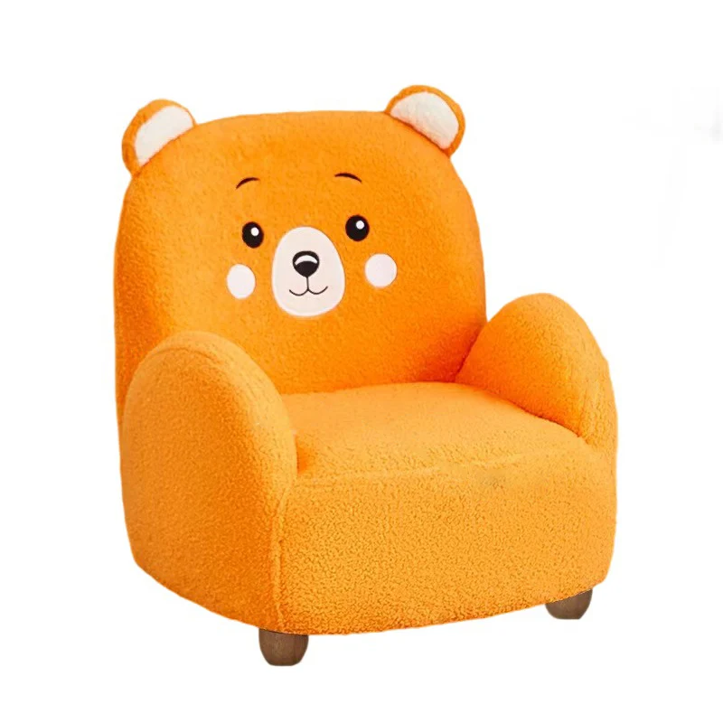 Modern Art Deco Sherpa Fabric Solid Wood Cartoon Animal Rounded Square Accent Chair With Backrest Armrests For Living Room