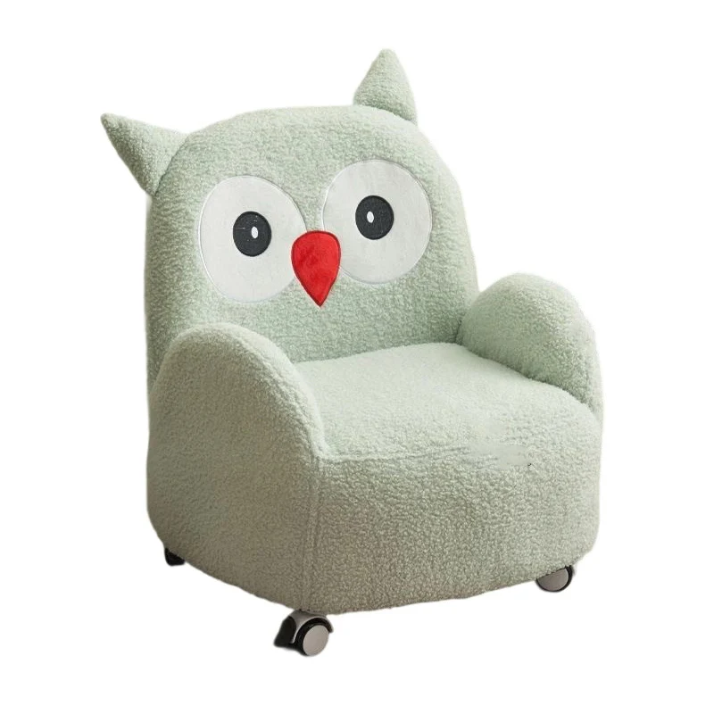 Modern Art Deco Sherpa Fabric Solid Wood Cartoon Animal Rounded Square Accent Chair With Backrest Armrests For Living Room